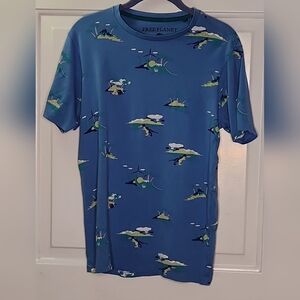 Ftee Planet Blue Graphic T-Shirt with Island Print Size S -19" pit to pit & 25"L